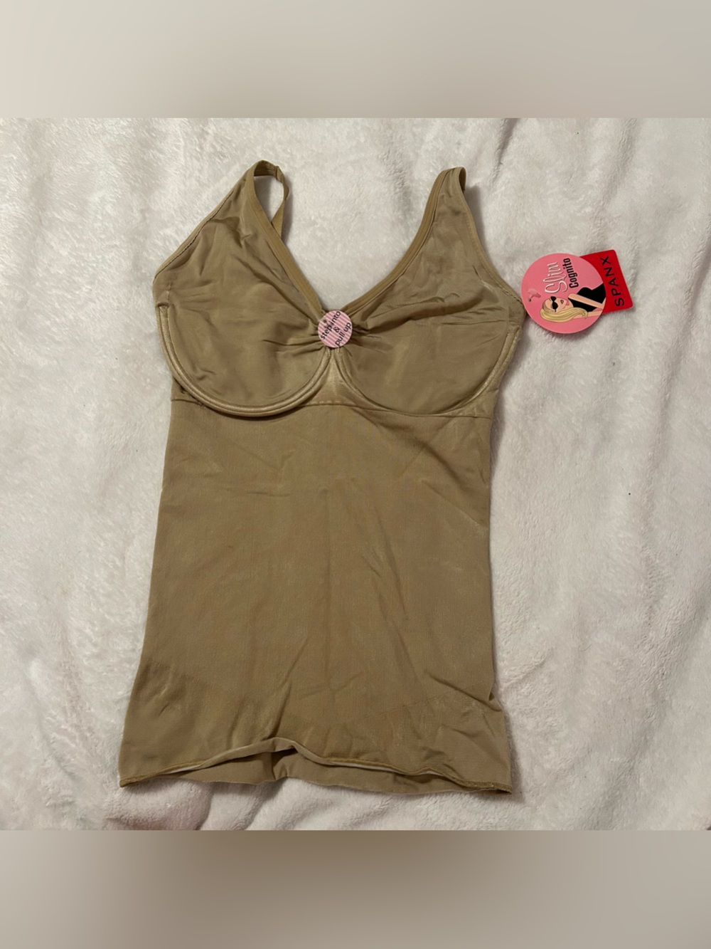 New tan spanx slim cognito cami step in tank top size 1X with wire